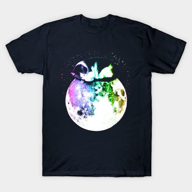 Space Cat on Moon T-Shirt by robotface